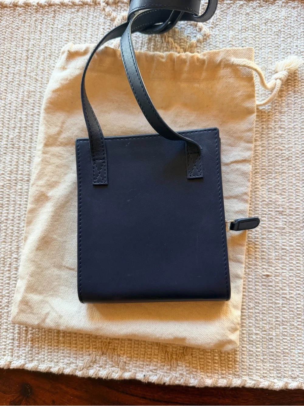 Jacquemus Blue Navy Leather Square Crossbody Wallet